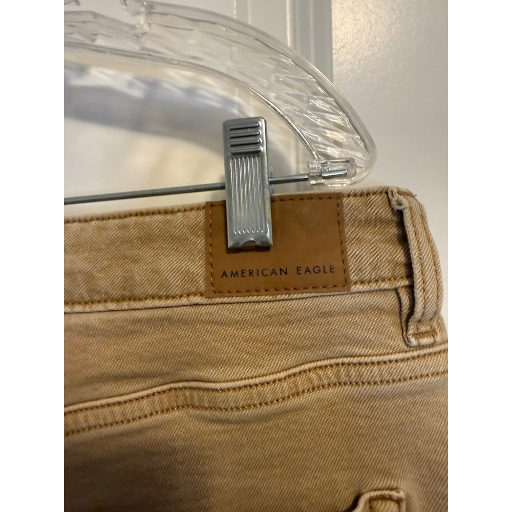 American Eagle Barrel Jeans Women 16 Tan Excellent High Rise Relaxed Khaki Boho - Picture 7 of 9